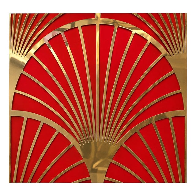 Red Glass Panel, 1980s For Sale