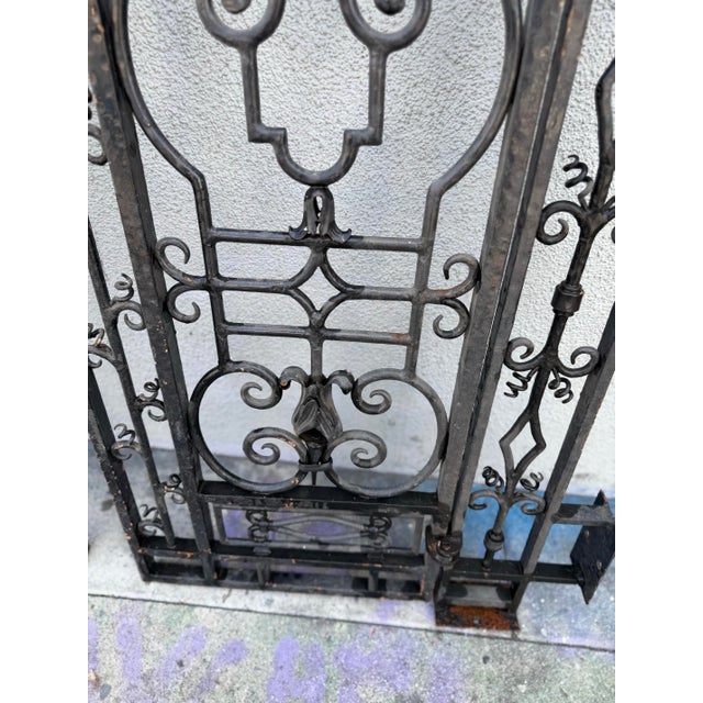 1920s Pair of Antique 1920’s Wrought Iron Pedestrian Garden Gates For Sale - Image 5 of 12