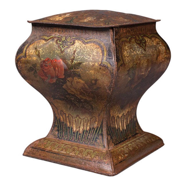 1910s Antique Edwardian English Decorative Biscuit Tin For Sale