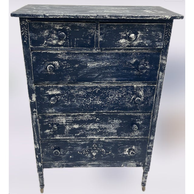 Antique Painted Pine Chest of Drawers With Distressed Finish For Sale - Image 6 of 6