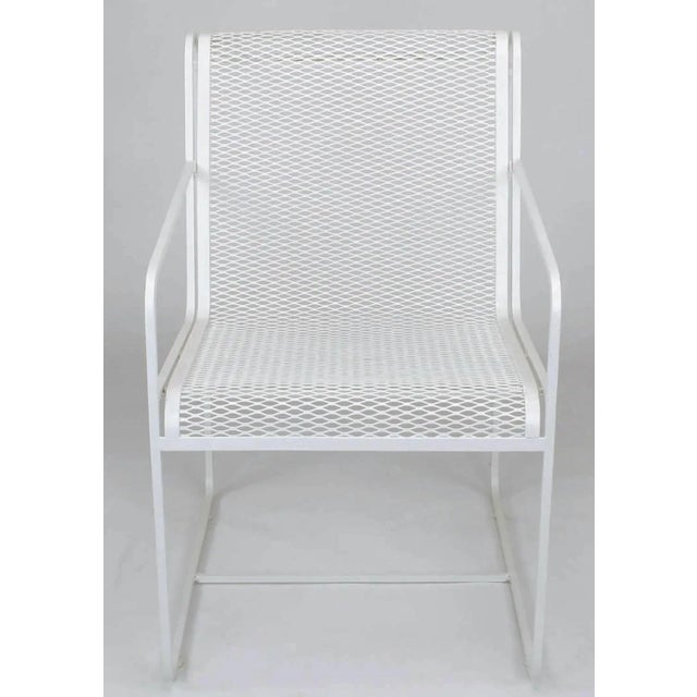 Rare set of four Maurizio Tempestini for Salterini style white lacquer over wrought iron framed and iron mesh outdoor...