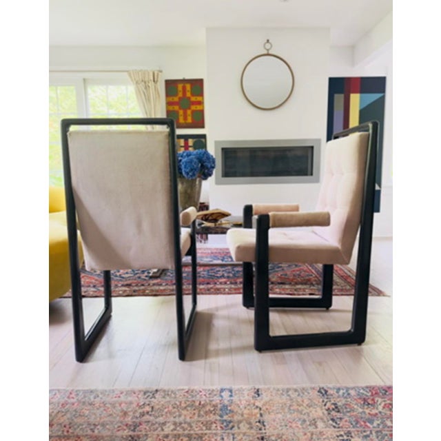 Wood Vladimir Kagan Pair of 1973 Nobadeer Armchairs in Black Lacquered Wood and Velvet, Signed For Sale - Image 7 of 9