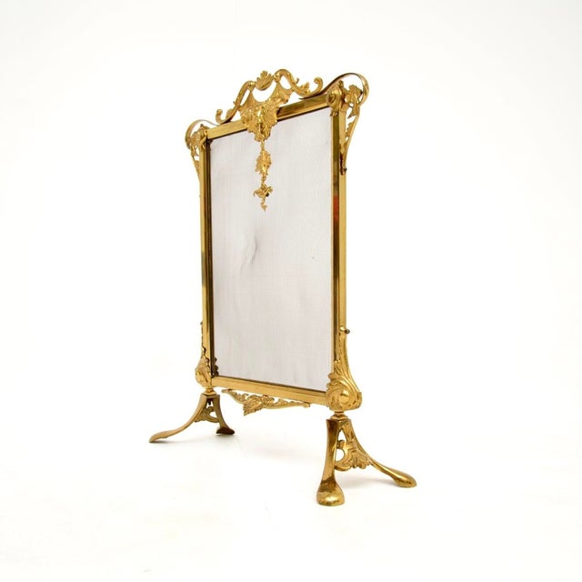 Antique French Gilt Metal Fire Screen, 1900 For Sale - Image 4 of 11