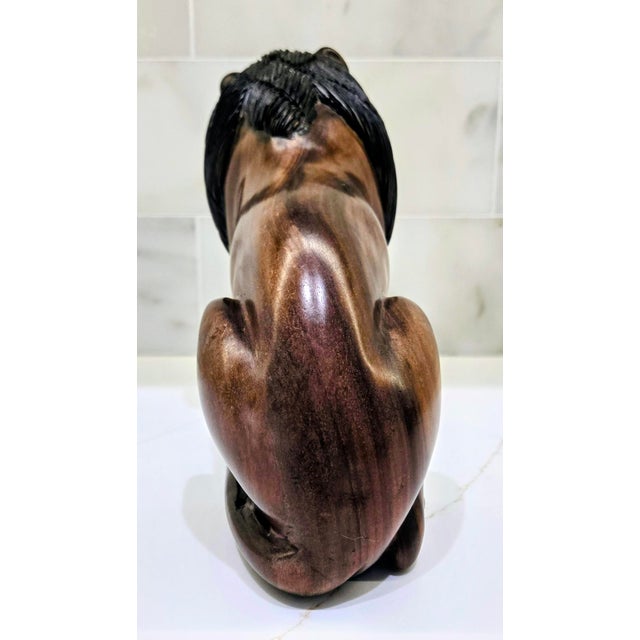Wood Vintage African Hand-Carved Hardwood Lion Sculpture by Nguma For Sale - Image 7 of 10
