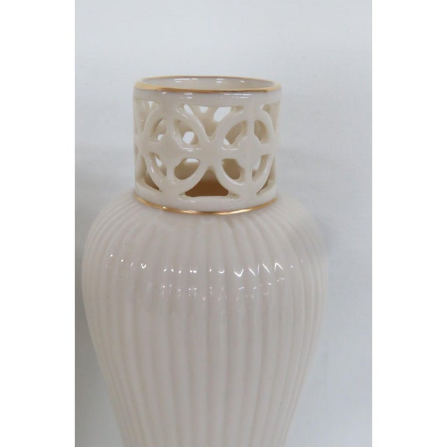 Ivory Lenox China Gatsby Bud Vase Pair of 2 Ivory Porcelain With 24k Gold Detail 4931b For Sale - Image 8 of 14
