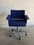 Mid-Century Modern Blue Upholstered Swivel Office Chair With Metal Base Mid-Century Modern 1970s For Sale - Image 3 of 11