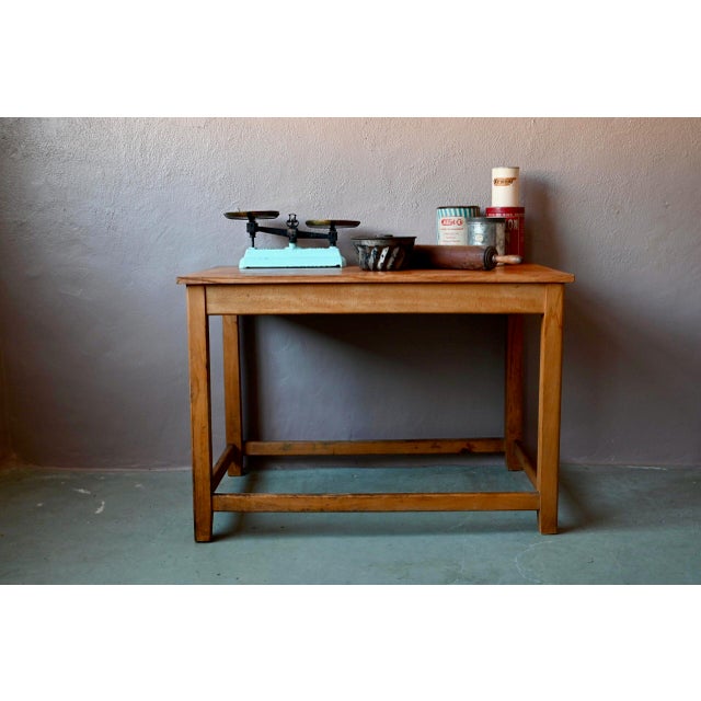 Vintage Industrial Wooden Workshop Drapers Table For Sale - Image 13 of 13