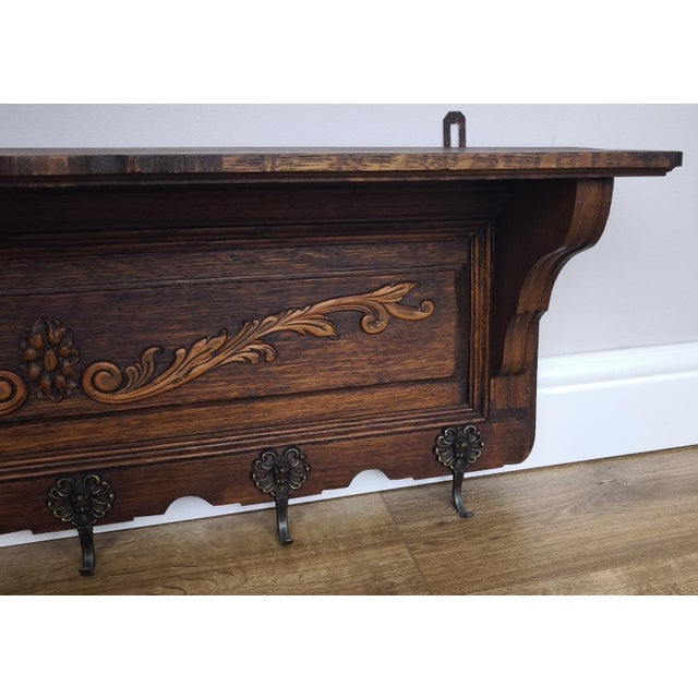 Vintage French Coat Rack in Oak For Sale - Image 5 of 9