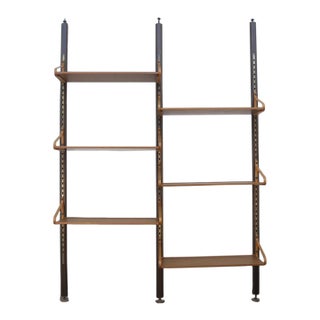 1960s Mid Century Wall Shelf Unit W/ 6 Shelves For Sale