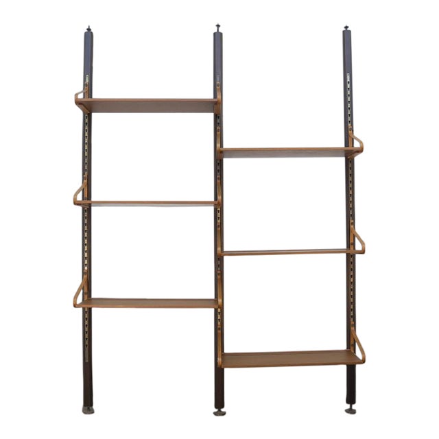 1960s Mid Century Wall Shelf Unit W/ 6 Shelves For Sale