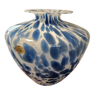 Vintage MCM Murano Style Confetti Azzurra Maestri Vetrai Italian Glass Vase For Sale