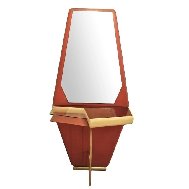 Mid-Century Italian Brass & Wood Console Table, 1960s For Sale - Image 6 of 11