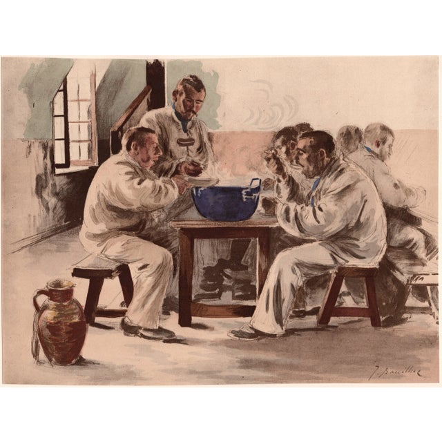 Jacques Baseilhac (1873 - 1903) La Soupe à la Chambrée (Soup in the Barracks) Original Lithograph from the glorious...