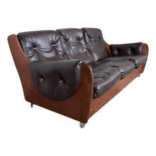 Vintage Saddleback Brown Leather Three-Seater Sofa from G Plan For Sale