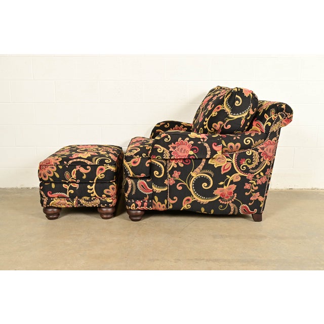 Smith Brothers of Berne Contemporary Lounge Chair and Ottoman in Paisley Upholstery For Sale - Image 10 of 14