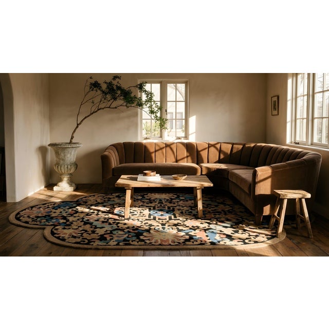 1920s Black Floral Antique Chinese Art Deco Carpet by Fetti - Li Workshop 4' 6''x 7' 6'' Knotted Wool Rug For Sale - Image 13 of 15