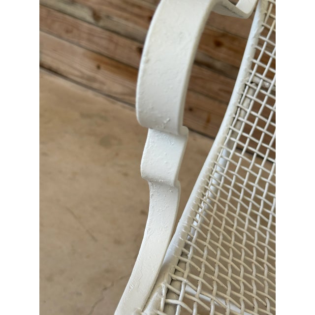 White Mid-20th Century Russell Woodard White Wrought Iron Garden Armchairs – Set of Two For Sale - Image 8 of 12