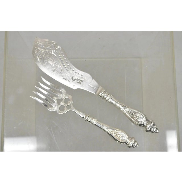 Antique English Victorian Silver Plated Figural Fish Service Fork Knife Set For Sale - Image 11 of 11