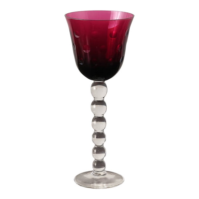 1990s St. Louis Amethyst Hock Wine Glass — Bubbles Collection For Sale