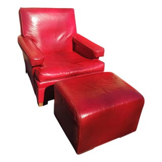 Experience a Timeless Comfort and Craftsmanship With These Vintage Club Chair & Ottoman. For Sale