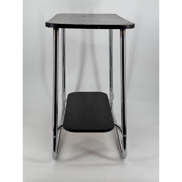 Black Bauhaus Side Table in Chrome and Wood, 1930s For Sale - Image 8 of 18