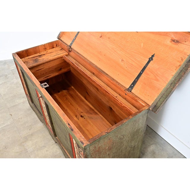 Wood Swedish 18th Century Painted Coffer-Trunk For Sale - Image 7 of 18