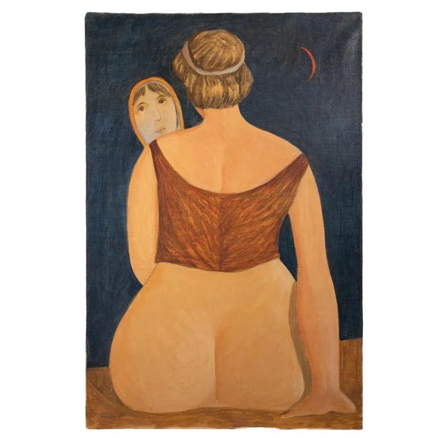 1980s Alberto Gallerati, A Magnifying Mirror, 1980s, Oil Painting For Sale - Image 5 of 6