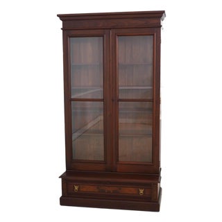 Victorian Restored Walnut 2 Door Bookcase Cabinet For Sale