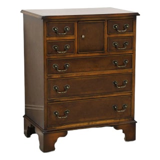 Englishman's Banded Burl Walnut Chippendale Bachelor Chest For Sale