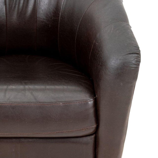 Art Deco Art Deco Style Brown Leather Swivel Tub Chair For Sale - Image 3 of 6