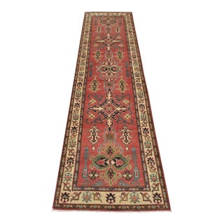 Kazak Runner 2’8” X 9’9” Red Wool Tribal Hand-Knotted Oriental Rug For Sale