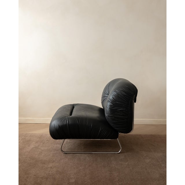 Italian Leather and Chrome Lounge Chairs, 1980s, Set of 3 For Sale - Image 11 of 18