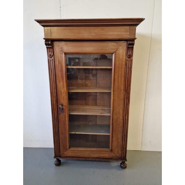 Showcase.Mahogany veneer, pine.Germany.1870s.Dimensions: height 178cm; width 107cm; depth 45cm