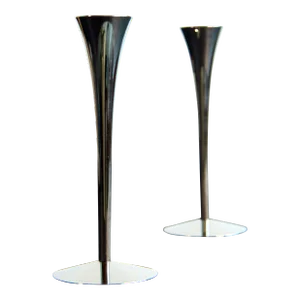 Vintage Mid Century Modern Solingen German Chrome Candle Sticks - a Pair