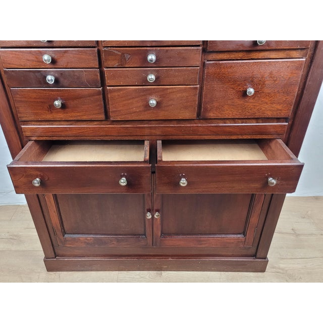 English Dentist Collector Chest of 17 Drawers with Marble Top, 1920 For Sale - Image 9 of 18