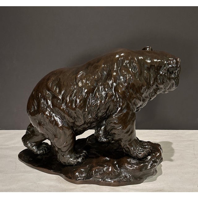 Japanese Large And Impressive Meiji Period Bronze Bear, Signed For Sale - Image 3 of 6