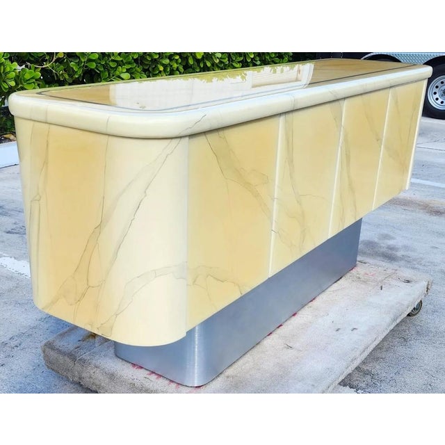 Faux Goatskin Buffet Sideboard Vintage For Sale - Image 4 of 12