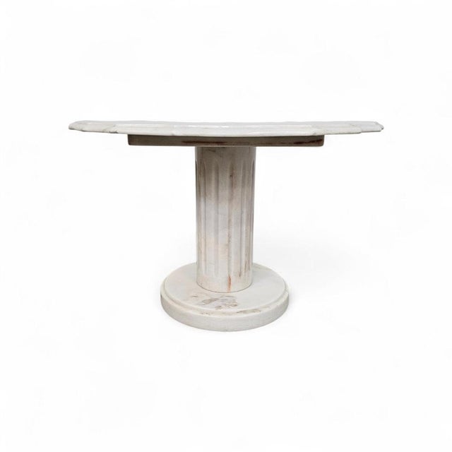 Stone Neoclassic White Drapery Marble Side or Coffee Table, Italy For Sale - Image 7 of 18