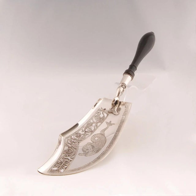 Napoleonic Silver Tableware Antique French Empire Flatware Sterling Silver Fish Slice For Sale - Image 6 of 10