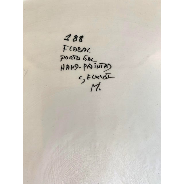 Vintage Hand Painted Ceramic Serving Tray From Portugal For Sale - Image 10 of 12