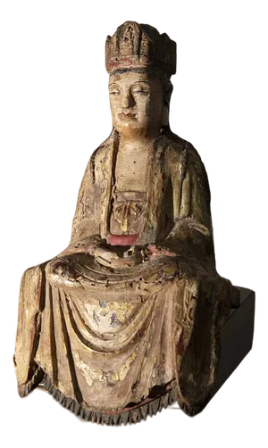 Chinese Artist, Guanyin Bodhisattva, 16th Century, Polychrome Wooden Statue
