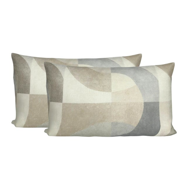 ⭐️ Ships Within 2 Days On the Front: Colonnade Printed Fabric On the Back: Ivory Linen Fabric Fabric Content: 100% Linen...