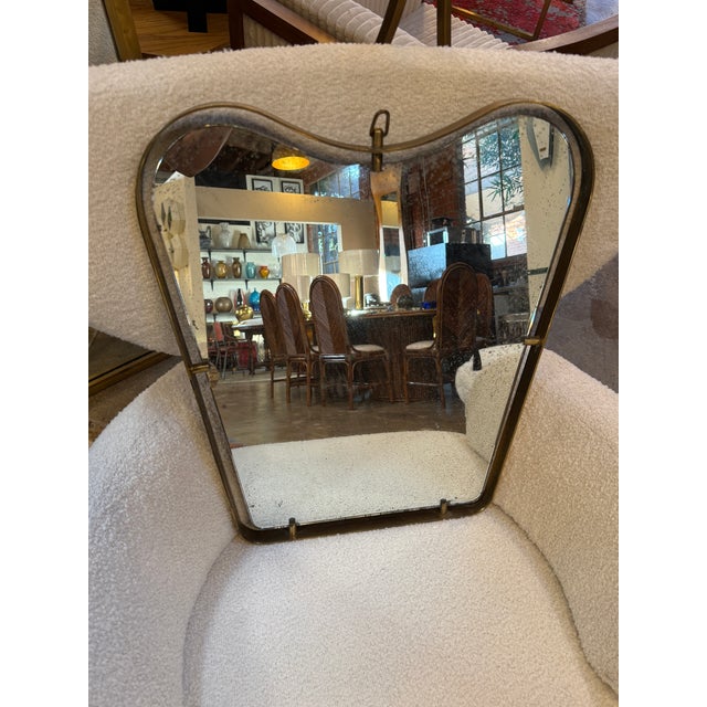 Glass Italian Brass-Framed Organic Mirror With Aged Glass, 1950s For Sale - Image 7 of 9