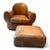 Brown Old Hickory Tannery Leather Club Chairs and Ottoman For Sale - Image 8 of 12