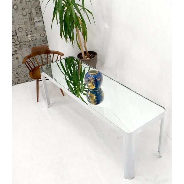 Large & Long Rounded Corners Stainless Steel Chrome Rectangle Console Table For Sale - Image 12 of 13