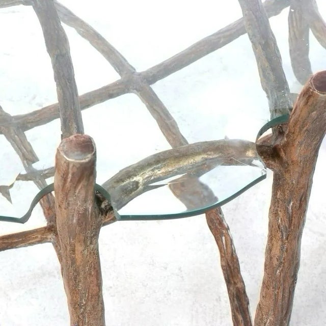 1980s Cast and Hand Painted Faux Bois Aluminum Coffee Table. For Sale - Image 5 of 8