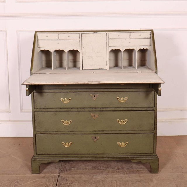 Wood English Painted Secretaire in Oak For Sale - Image 7 of 15