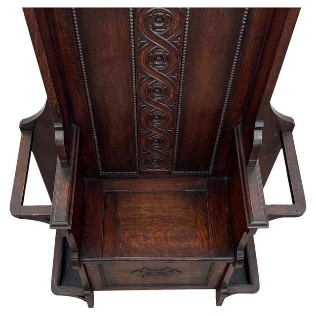 2000 - 2009 Antique Early 20th Century English Oak Entrance Hall Stand For Sale - Image 5 of 11