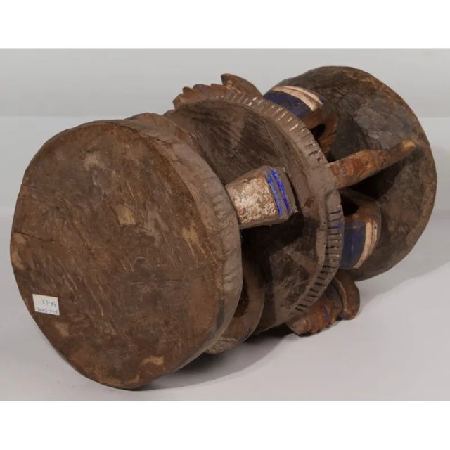 Brown Antique Yoruba African Painted Carved Wood Stool For Sale - Image 8 of 9