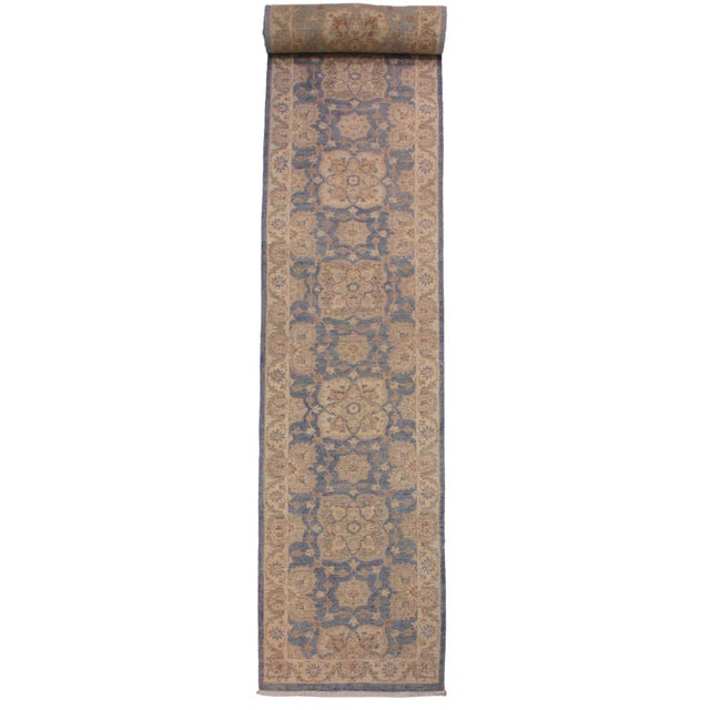 Ziegler Blue/Ivory Wool Runner Rug- 2'8'' X 12'6'' For Sale - Image 10 of 10